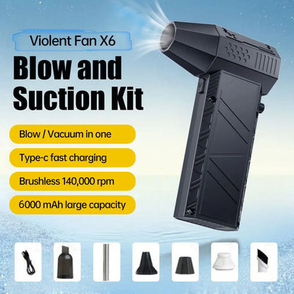 X6 140000RPM Powerful Air Blower – Type-C Rechargeable Turbo Jet Vacuum Dust Cleaner