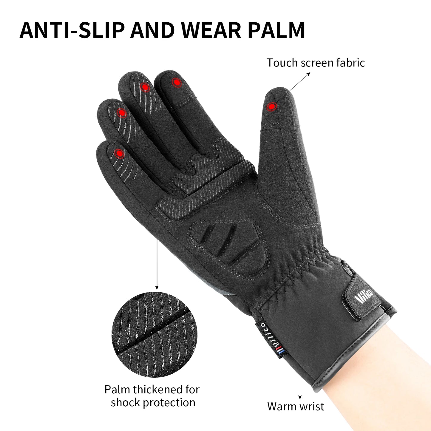 Black Winter Waterproof Cycling Gloves – Touch Screen, Fleece for Sports and Skiing - The Prime Shop