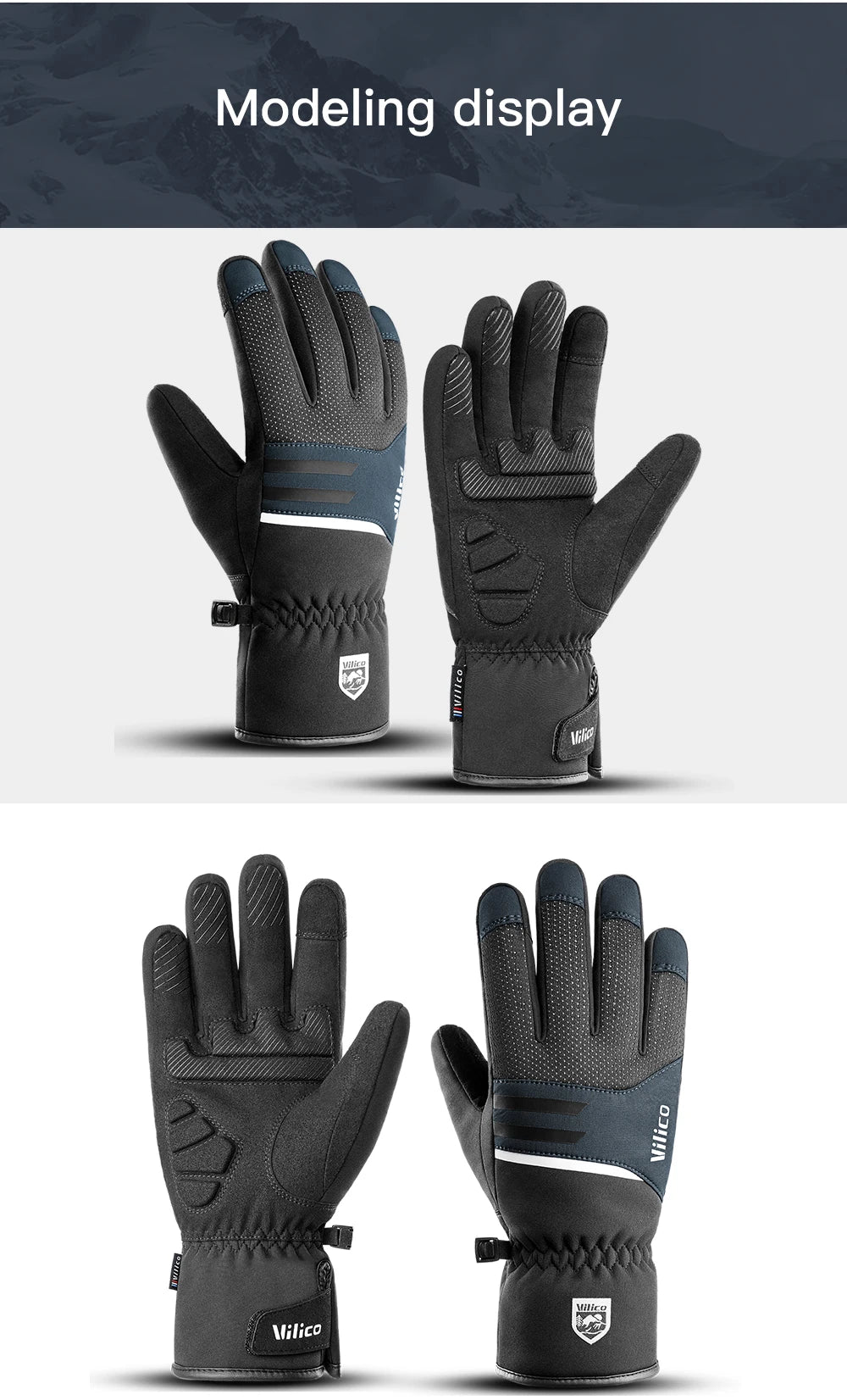 Black Winter Waterproof Cycling Gloves – Touch Screen, Fleece for Sports and Skiing - The Prime Shop