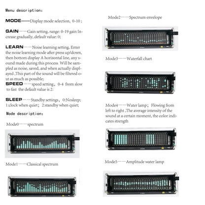 VFD Music Spectrum Clock – Audio Level Indicator & Rhythm Analyzer with USB Type-C Power