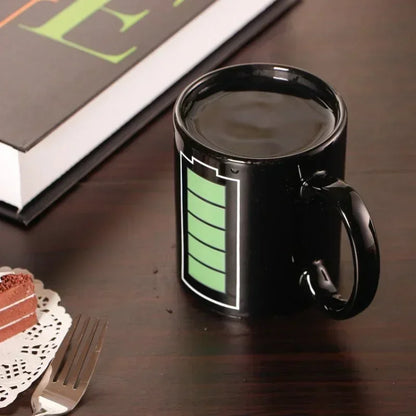 Color Changing Ceramic Mug – Heat Sensitive Battery Pattern Cup