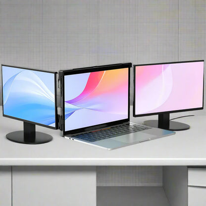 Portable Triple-Screen 14" Monitor – Full HD IPS 1080P Laptop Display Extender for 13"-16.5" Laptops - The Prime Shop