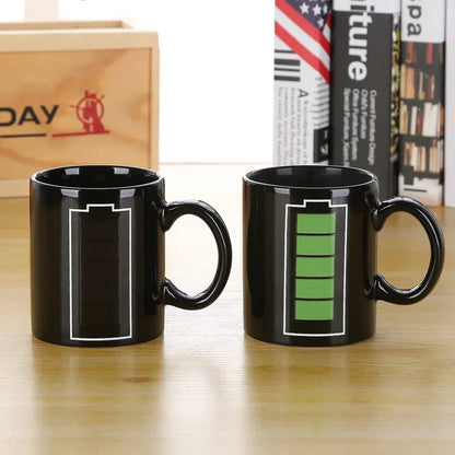 Color Changing Ceramic Mug – Heat Sensitive Battery Pattern Cup