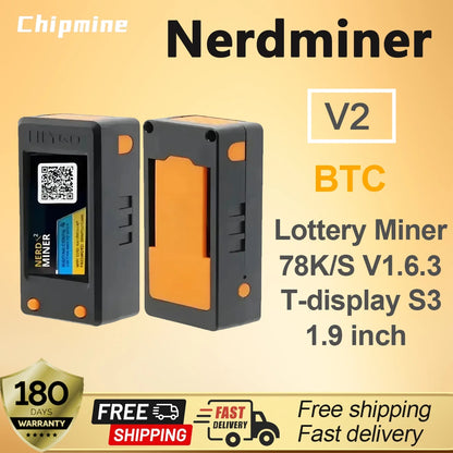 Nerdminer V2 Firmware 1.6.3 T-Display S3 Board 78K/S Hashrate BTC Solo Miner