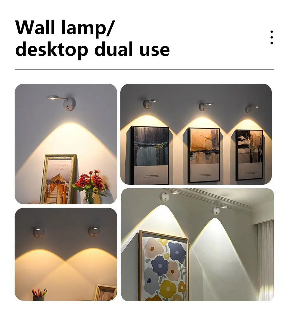 Rechargeable Induction Wall Spotlight – Adjustable Brightness, Three Colors, Punch-Free - The Prime Shop
