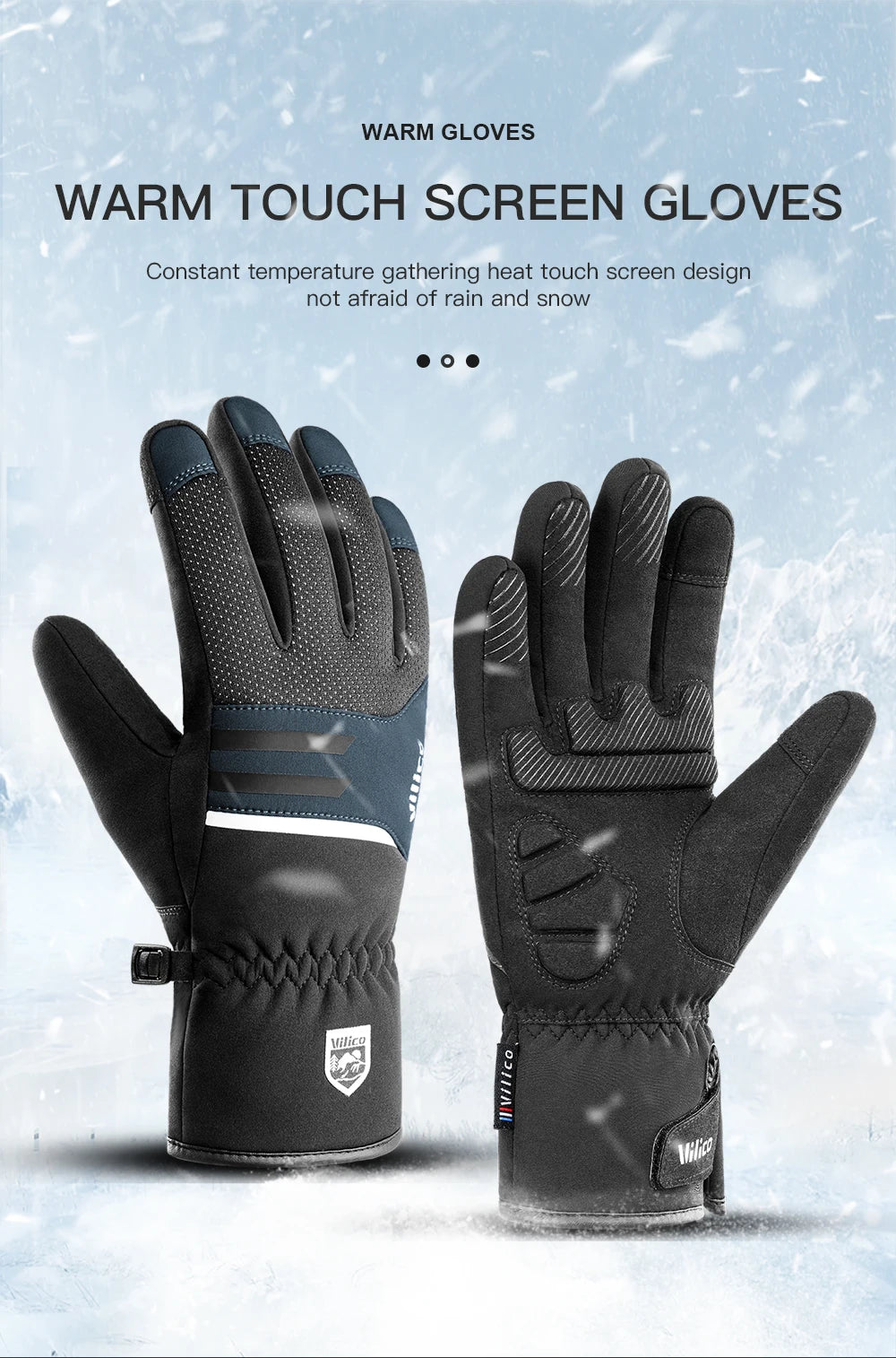 Black Winter Waterproof Cycling Gloves – Touch Screen, Fleece for Sports and Skiing - The Prime Shop