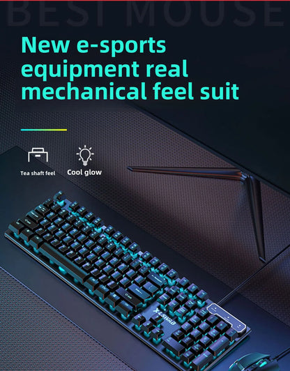 Wired USB RGB Gaming Keyboard & Mouse Combo – Ergonomic, Waterproof Set for Desktop Gamers