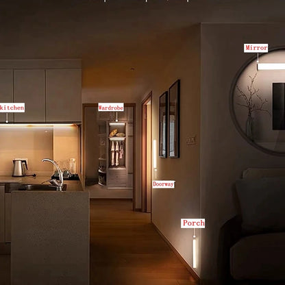 Motion Sensor Wireless LED Night Light, Type-C Rechargeable Cabinet Lamp for Kitchen & Stairs