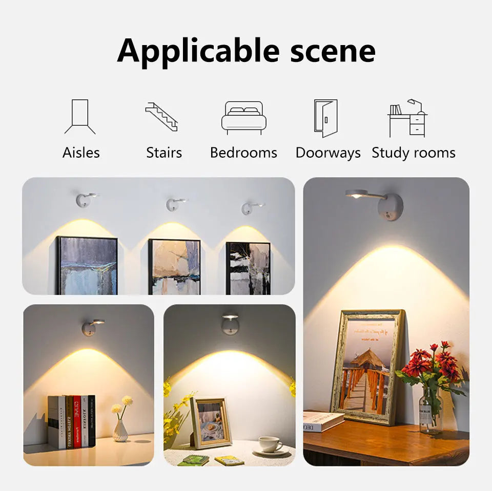 Rechargeable Induction Wall Spotlight – Adjustable Brightness, Three Colors, Punch-Free - The Prime Shop