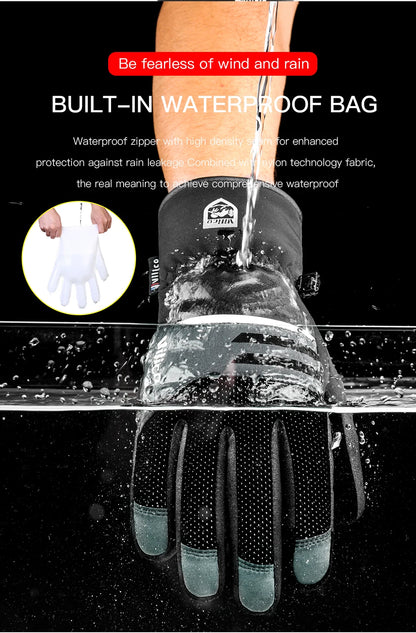 Black Winter Waterproof Cycling Gloves – Touch Screen, Fleece for Sports and Skiing - The Prime Shop