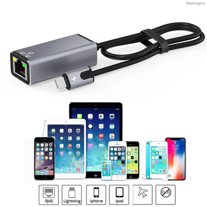 RJ45 to Lightning Ethernet Adapter – Wired LAN & 20W Charging for iPhone, iPad & iPod
