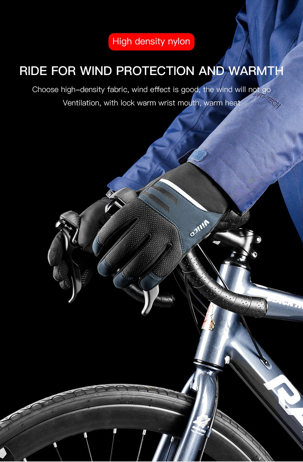 Black Winter Waterproof Cycling Gloves – Touch Screen, Fleece for Sports and Skiing - The Prime Shop