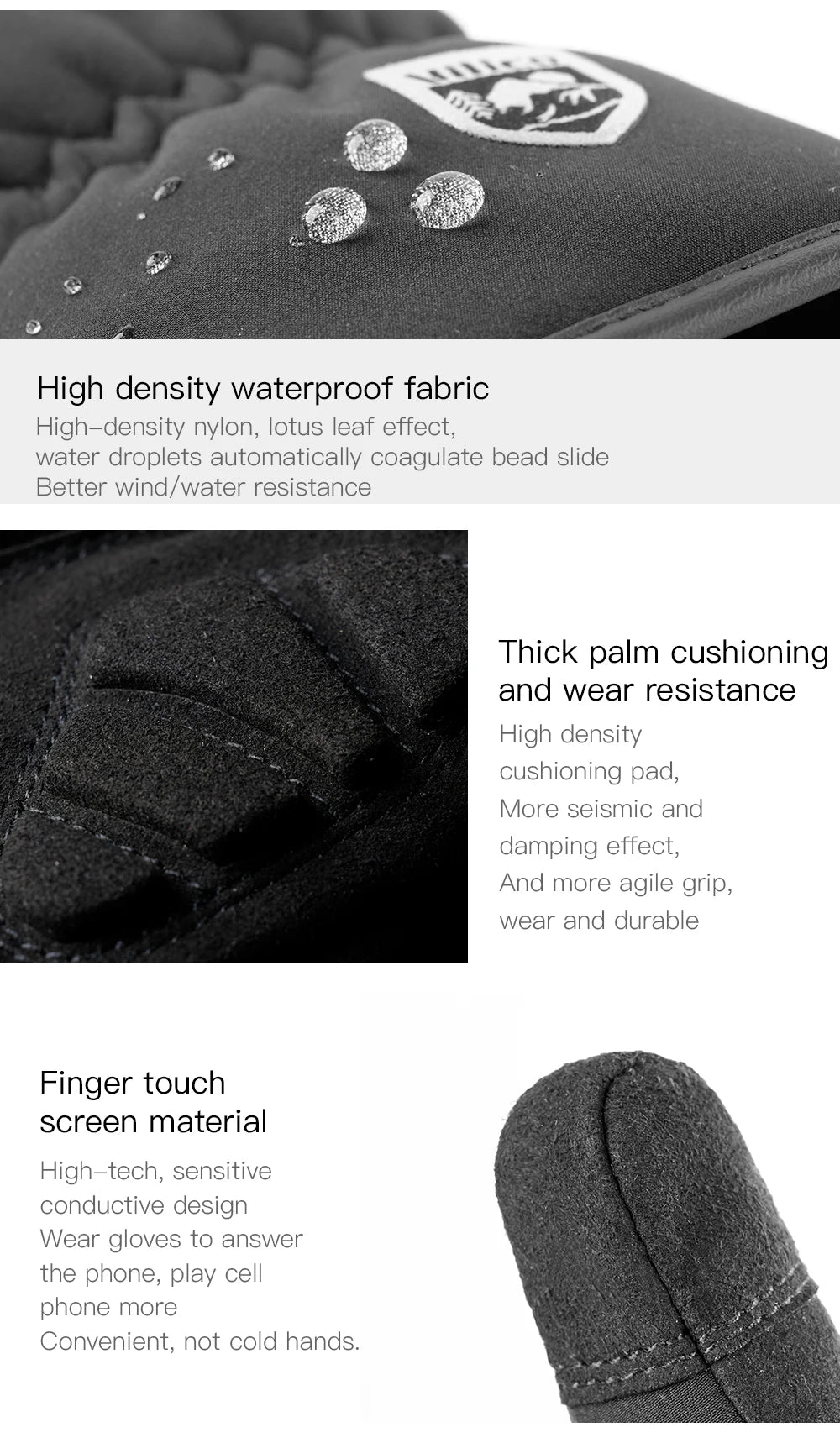 Black Winter Waterproof Cycling Gloves – Touch Screen, Fleece for Sports and Skiing - The Prime Shop