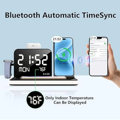 7-in-1 Dual iPhone Wireless Charging Station – Fast Charger with Clock & Night Light