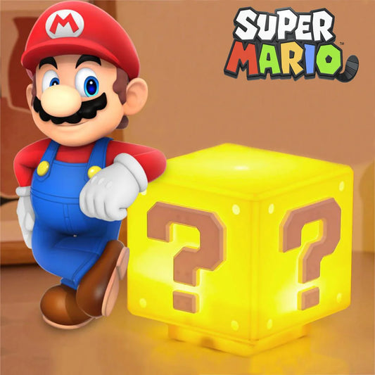 Super Mario Night Light with Music Anime Peripherals LED Question Mark Toad Children Bedroom Bedside Lamp USB Charging Gifts - The Prime Shop