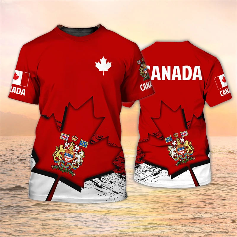 Canada Flag T-Shirt – Maple Leaf Short Sleeve Casual Tee for Men & Women