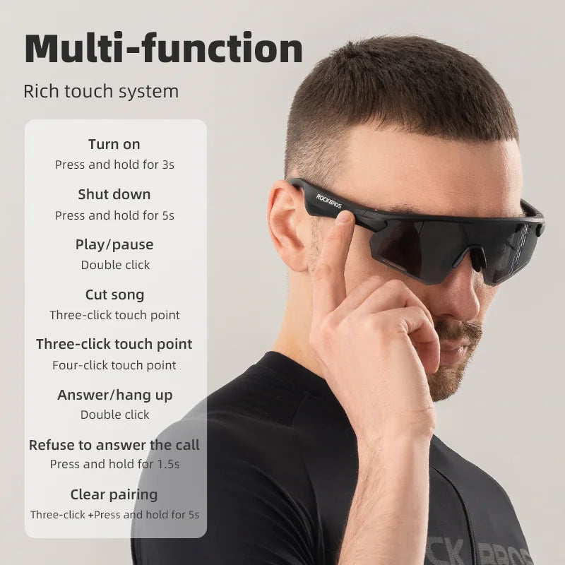 Cycling Glasses – Bluetooth Polarized, UV400 Protection, MP3 & Call Support, 120mAh Battery