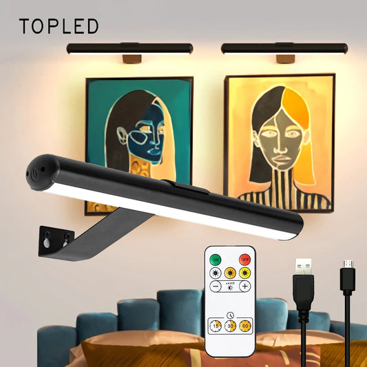 Painting Picture Light Portrait With Remote Living Room Wireless Wall Lamp Art Display Rechargeable Battery Operated Photo - The Prime Shop