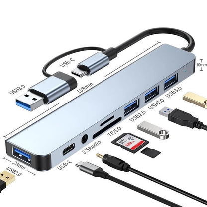 USB C Hub 8-in-1 Splitter with USB Ports, SD/TF Reader, Audio Output