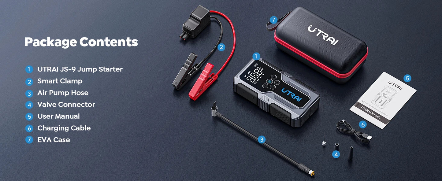 Battery Booster Jump Starter – Supports Up to 8L Diesel, Power Bank & Tire Inflator - The Prime Shop