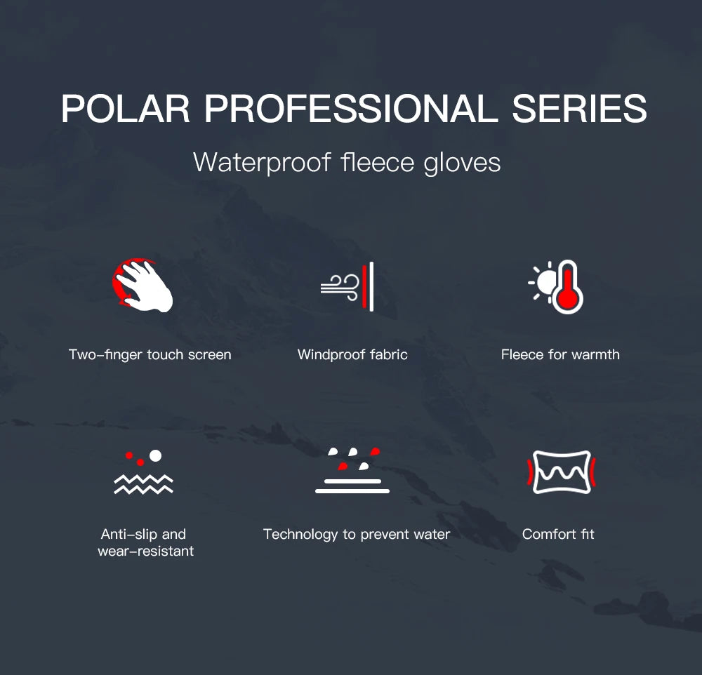 Black Winter Waterproof Cycling Gloves – Touch Screen, Fleece for Sports and Skiing - The Prime Shop