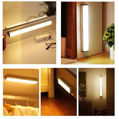 Motion Sensor Wireless LED Night Light, Type-C Rechargeable Cabinet Lamp for Kitchen & Stairs