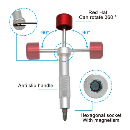 Aluminum Red Hat Reinforced Screwdriver Handle for Manual Drilling, Automotive, and Home Repairs