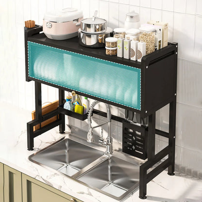 3-Tier Over-the-Sink Dish Rack – Steel Kitchen Organizer with Cover & Drain Shelf System