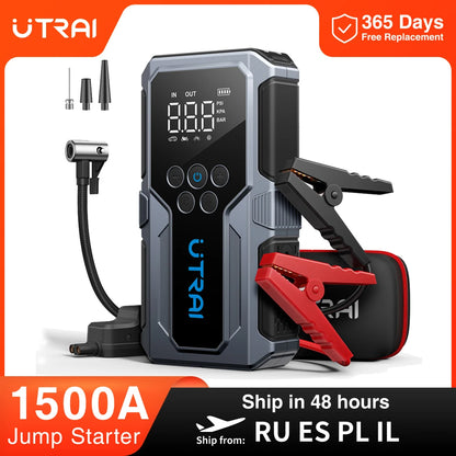 Battery Booster Jump Starter – Supports Up to 8L Diesel, Power Bank & Tire Inflator - The Prime Shop