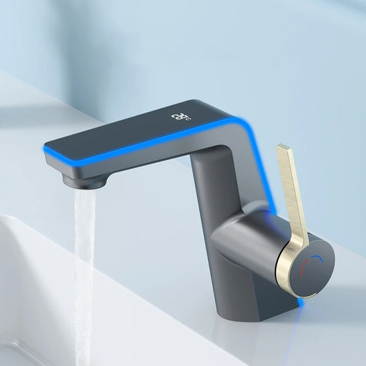 High-End Temperature Display Basin Faucet – LED Light, Dual-Mode Sprayer, Hot and Cold Water Sink Mixer for Bathroom - The Prime Shop