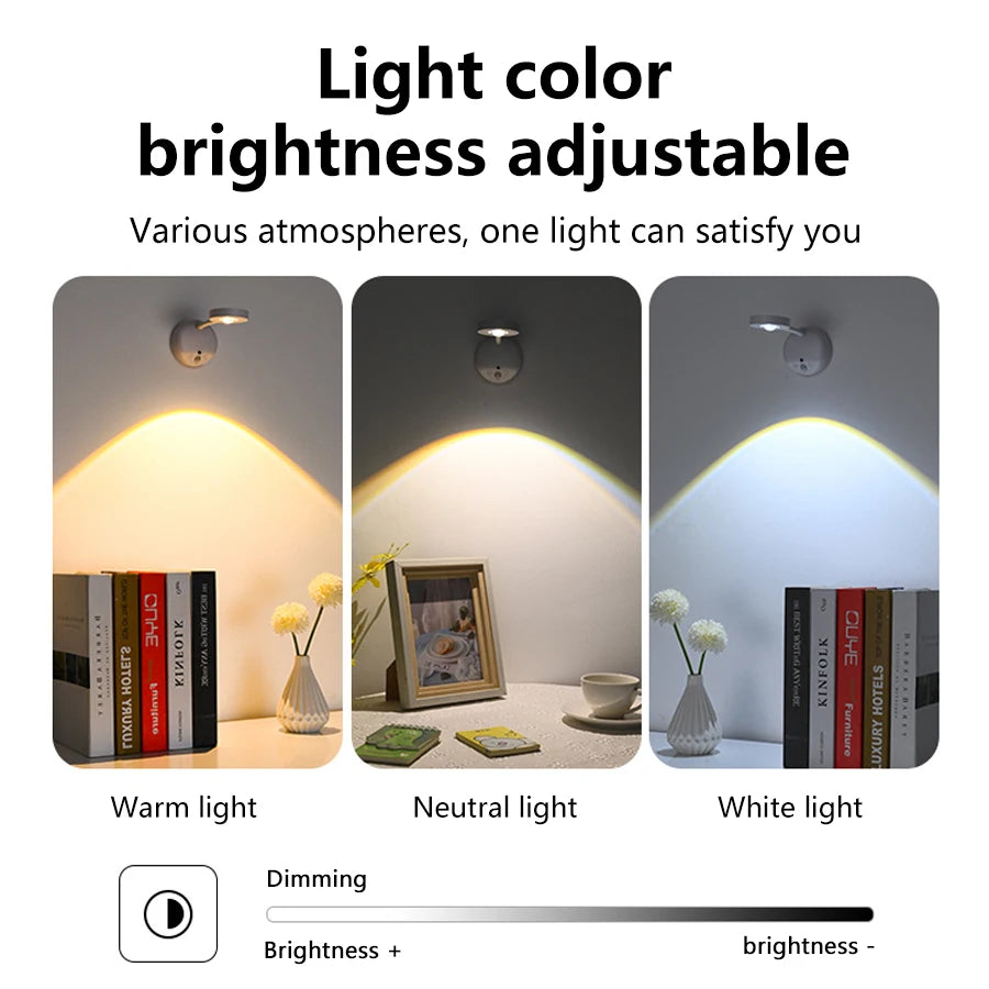 Rechargeable Induction Wall Spotlight – Adjustable Brightness, Three Colors, Punch-Free - The Prime Shop