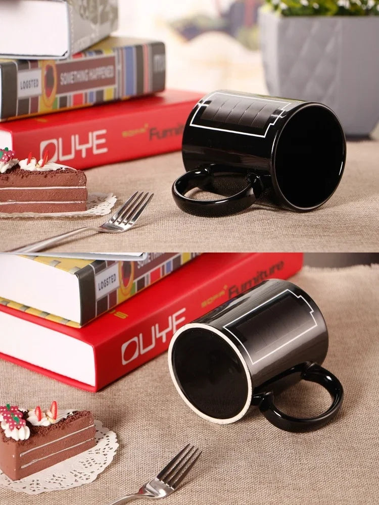 Color Changing Ceramic Mug – Heat Sensitive Battery Pattern Cup