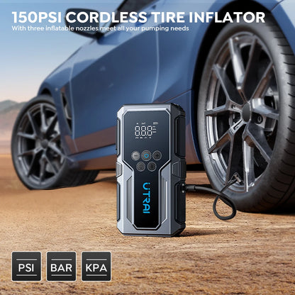Battery Booster Jump Starter – Supports Up to 8L Diesel, Power Bank & Tire Inflator - The Prime Shop