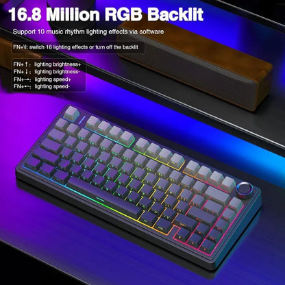 RGB Mechanical Gaming Keyboard – Gasket Mounted, Side-Engraved PBT Gradient Keycaps, 80 Keys