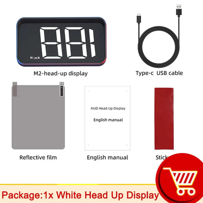 Car Head-Up Display – GPS Digital M2 Speedometer HUD Projector for All Vehicles