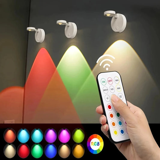 Cordless RGB Cat's Eye LED Wall Lamp – Dimmable Remote Control Night Light for Staircase - The Prime Shop