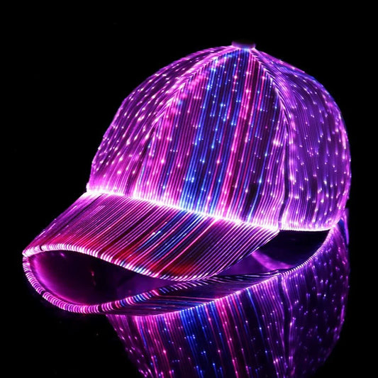 LED Fiber Optic Hat – 7-Color Glowing Cap with USB Charging for Parties & Events