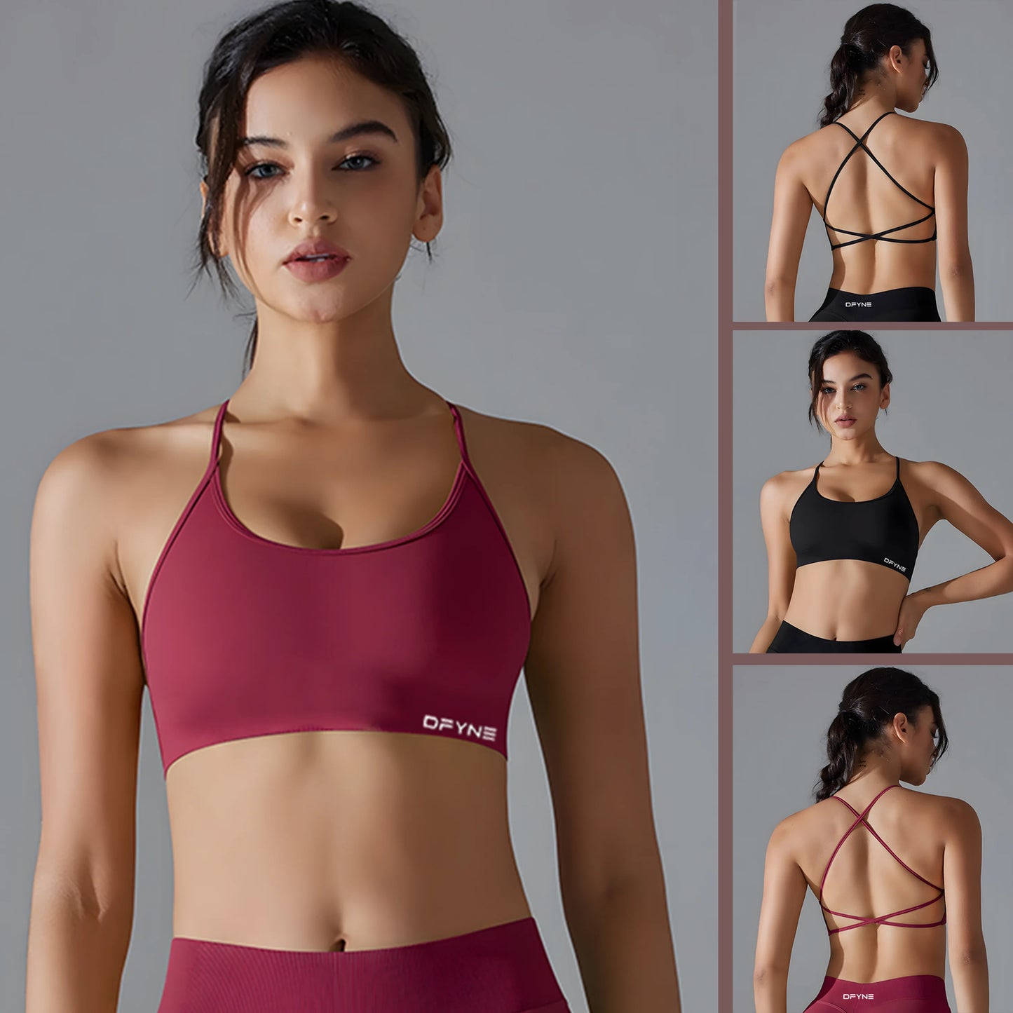 Backless Seamless Sports Bra – Medium Support, Padded & Stretchy for Yoga & Gym