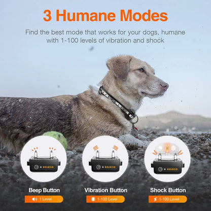 ROJECO 1000m Electric Dog Training Collar Remote Control Training Collar For Pet Rechargeable Dog Bark Control Stop Shock Collar - The Prime Shop