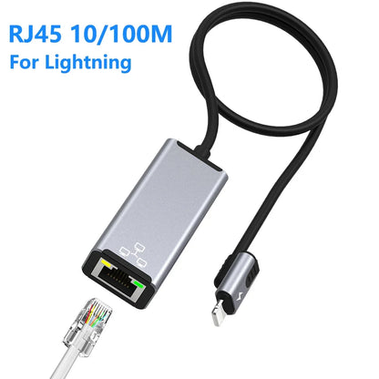 RJ45 to Lightning Ethernet Adapter – Wired LAN & 20W Charging for iPhone, iPad & iPod