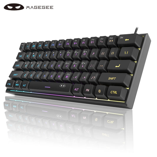 Mini Gaming Keyboard – RGB Backlit, 61-Key Compact, Waterproof & Ergonomic TS91 Design