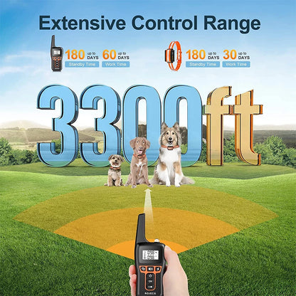 ROJECO 1000m Electric Dog Training Collar Remote Control Training Collar For Pet Rechargeable Dog Bark Control Stop Shock Collar - The Prime Shop