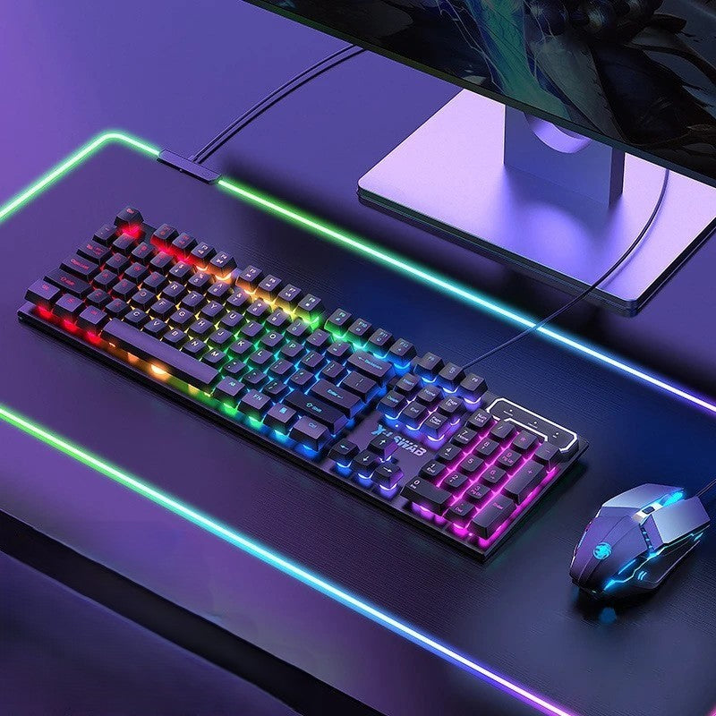 Wired USB RGB Gaming Keyboard & Mouse Combo – Ergonomic, Waterproof Set for Desktop Gamers